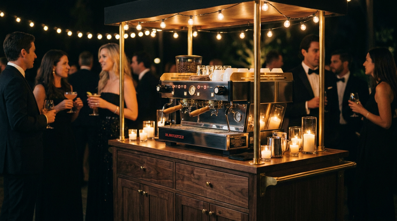The Vine Co. barista cart set up at a private event in Texas