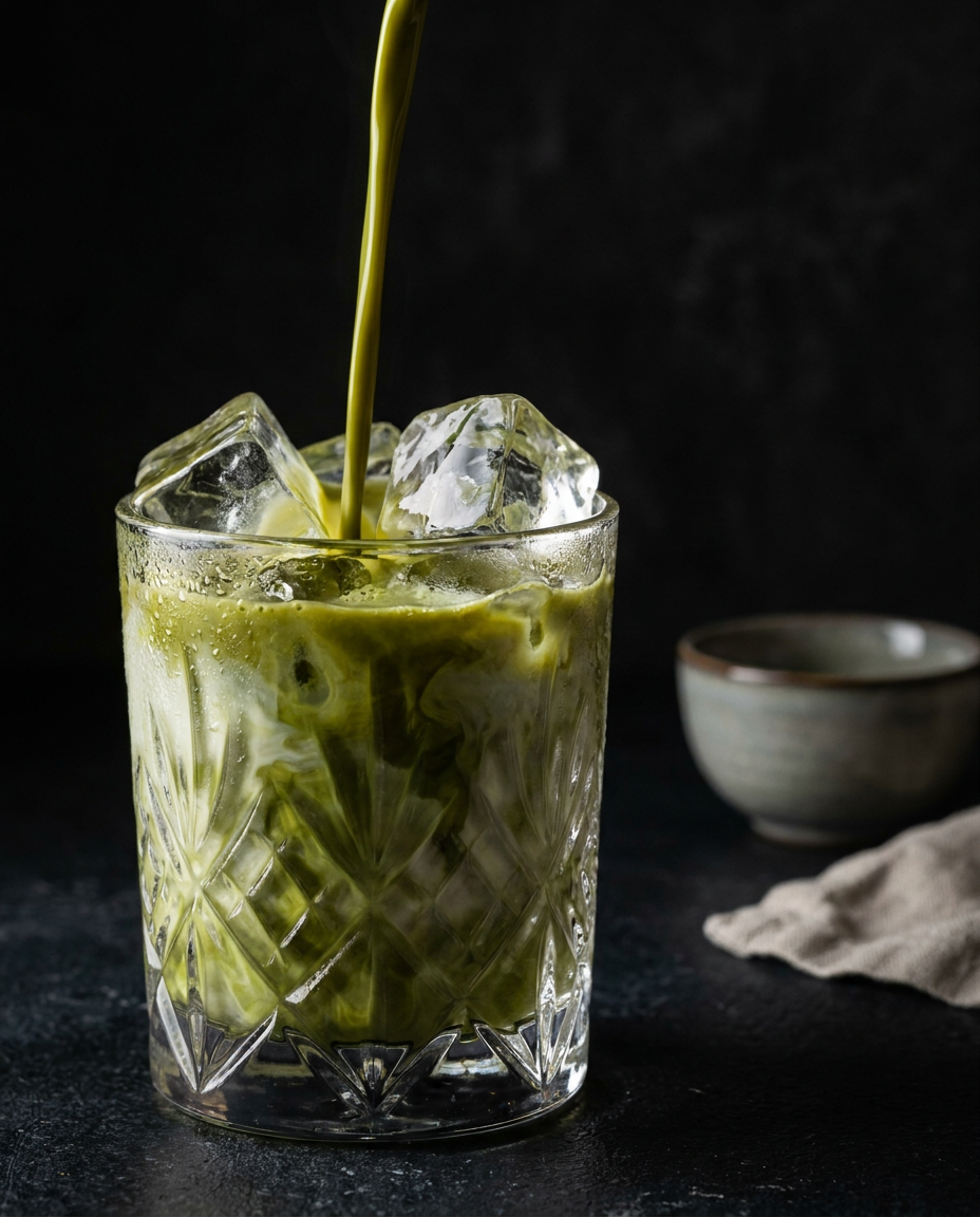 Iced matcha latte served from the pop-up bar